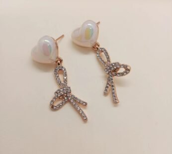 Heart Bow Dangling Earrings